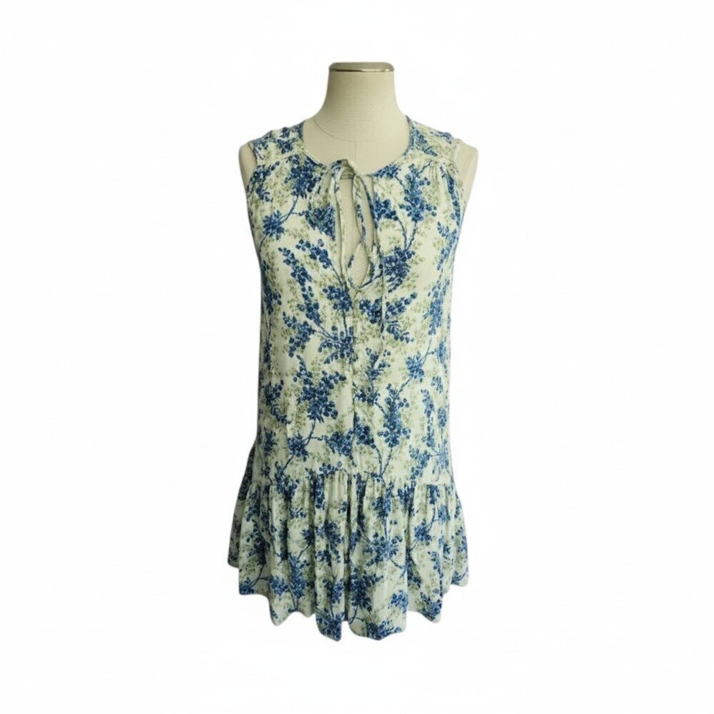 ZARA Trafaluc Blue Floral Romper — Size M